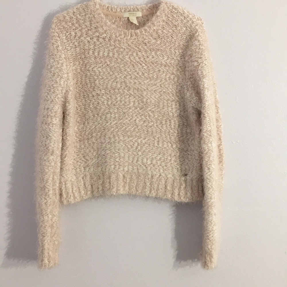 Pink and White Knitted Sweater